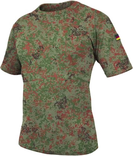 Bundeswehr Tropen T-Shirt BW Tropenhemd Unterhemd mit Deutschlandfahnen nach TL BDU Tactical Kurzarm Kampfshirt - OHNE Brustpatch Farbe BW-Flecktarn Größe M von normani