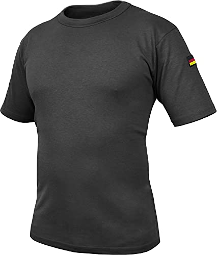 Bundeswehr Tropen T-Shirt BW Tropenhemd Unterhemd mit Deutschlandfahnen nach TL BDU Tactical Kurzarm Kampfshirt - OHNE Brustpatch Farbe Dunkelschwarz Größe M von normani