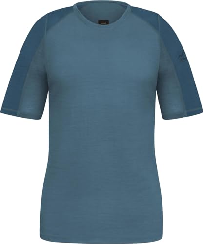 Damen Merino T-Shirt Sommer Kurzarm Short Sleeve Halbarmshirt Oberteil Funktionsoberteil Baselayer 100% RWS Merinowolle - Mulesing Frei Farbe Blau Größe XL von normani