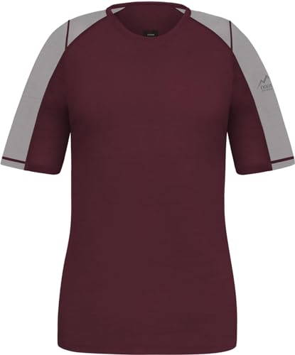 Damen Merino T-Shirt Sommer Kurzarm Short Sleeve Halbarmshirt Oberteil Funktionsoberteil Baselayer 100% RWS Merinowolle - Mulesing Frei Farbe Bordeaux Größe L von normani