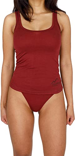 Damen Merino Tanktop Ärmelloses Shirt Unterhemd Unterwäsche aus 100% Bio-Merinowolle - Tiefer Rundausschnitt - Atmungsaktives Sportunterteil Farbe Rot Größe M von normani