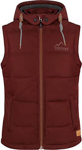 Damen Steppweste Winddichte Winterweste Ärmellose Outdoor Weste mit Kapuze, Stehkragen und Seitentaschen Farbe Bordeaux Größe XS von normani