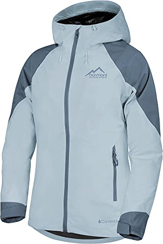 Damen wasserdichte, lange Regenjacke - leichte, atmungsaktive Outdoorjacke mit Kapuze Windbreaker - Wassersäule: 20.000 mm Farbe Blau Größe S von normani