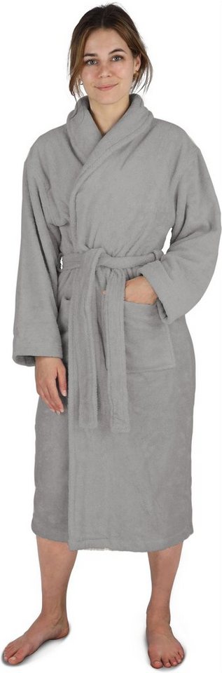 normani Damenbademantel Damen Baumwoll Bademantel, 125, Bio-Baumwolle, Schalkragen, Bindegürtel, Langer Frottee Saunamantel aus extra dickem und weichem Material von normani