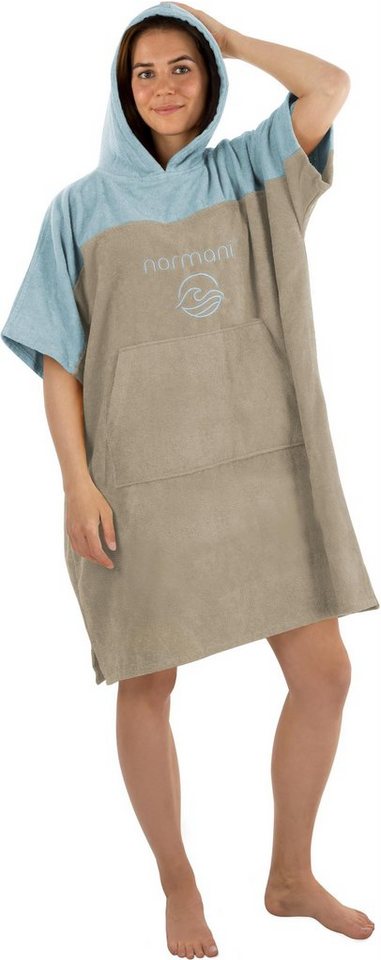 normani Badeponcho Damen Surfer Poncho Kuta, Bio-Baumwolle, Kapuze, Schlupf, Badeponcho aus 100 % saugstarker Bio-Baumwolle von normani