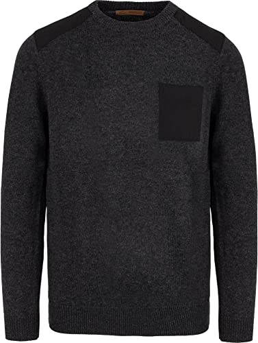 Herren Merino Premium Pullover Winterpullover Strickpullover Outdoor Langarm-Shirt aus 100% zertifizierter RWS Merinowolle - Rundhalspullover Farbe Grau Größe 4XL von normani