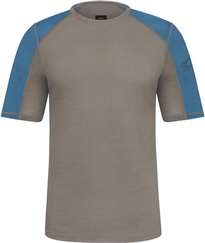 Herren Merino Sommer T-Shirt Halbarmshirt Outdoor Short Sleeve Kurzarm Oberteil Funktionsoberteil Baselayer 100% RWS Merinowolle - Mulesing Frei Farbe Khaki Größe XL von normani