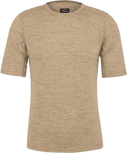 Herren Merino T-Shirt Short Sleeve Kurzarm Oberteil Funktionsoberteil 100% Merinowolle Thermounterwäsche Baselayer Farbe Beige Größe 6XL von normani