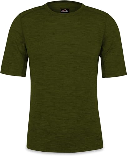 Herren Merino T-Shirt Short Sleeve Kurzarm Oberteil Funktionsoberteil 100% Merinowolle Thermounterwäsche Baselayer Farbe Grün Größe 5XL von normani