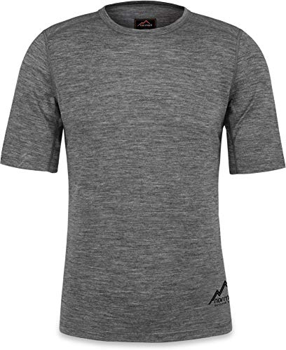 Herren Merino T-Shirt Short Sleeve Kurzarm Oberteil Funktionsoberteil 100% Merinowolle Thermounterwäsche Baselayer Farbe Hellgrau Größe 3XL/58 von normani