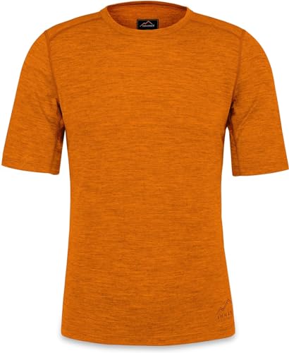 Herren Merino T-Shirt Short Sleeve Kurzarm Oberteil Funktionsoberteil 100% Merinowolle Thermounterwäsche Baselayer Farbe Orange Größe 4XL/60 von normani