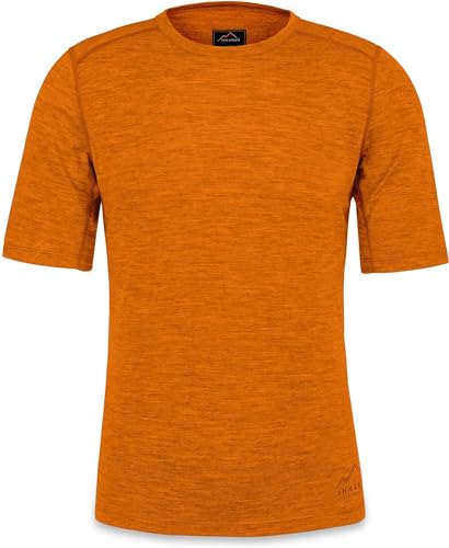 Herren Merino T-Shirt Short Sleeve Kurzarm Oberteil Funktionsoberteil 100% Merinowolle Thermounterwäsche Baselayer Farbe Orange Größe 5XL von normani