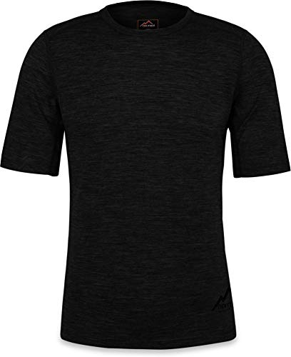 Herren Merino T-Shirt Short Sleeve Kurzarm Oberteil Funktionsoberteil 100% Merinowolle Thermounterwäsche Baselayer Farbe Schwarz Größe 3XL/58 von normani
