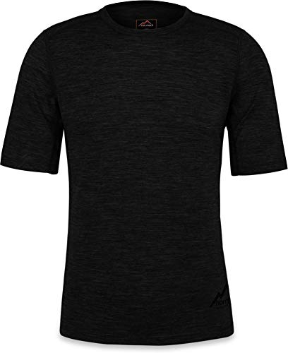 Herren Merino T-Shirt Short Sleeve Kurzarm Oberteil Funktionsoberteil 100% Merinowolle Thermounterwäsche Baselayer Farbe Schwarz Größe 4XL/60 von normani