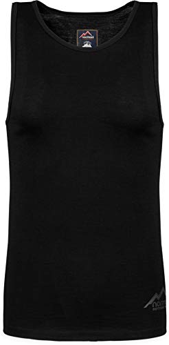 Herren Merino Unterhemd Trägerhemd Funktionsshirt 100% Merinowolle Tanktop 200 g/m² Outdoor Shirt Farbe Dunkelschwarz Größe M/50 von normani