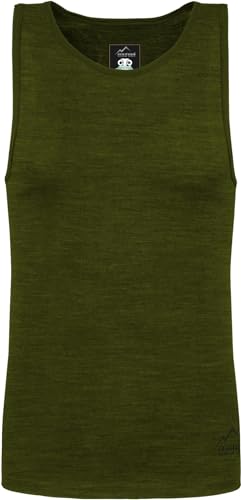 Herren Merino Unterhemd Trägerhemd Funktionsshirt 100% Merinowolle Tanktop 200 g/m² Outdoor Shirt Farbe Grün Größe M/50 von normani