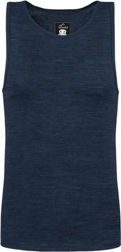 Herren Merino Unterhemd Trägerhemd Funktionsshirt 100% Merinowolle Tanktop 200 g/m² Outdoor Shirt Farbe Navy Größe L/52 von normani