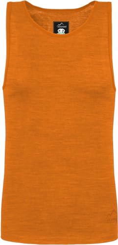 Herren Merino Unterhemd Trägerhemd Funktionsshirt 100% Merinowolle Tanktop 200 g/m² Outdoor Shirt Farbe Orange Größe S/48 von normani