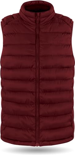 Kinder Steppweste Übergangsweste gefütterte Outdoor Weste Ärmellose Jacke für Junge und Mädchen mit Reißverschlusstaschen 98 bis 176 Farbe Bordeaux Größe 134-140 von normani