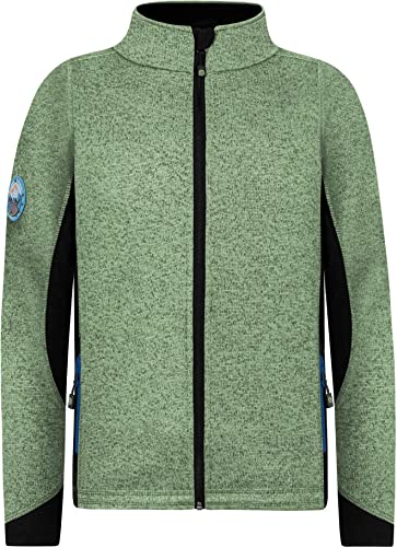 Kinder Strickjacke Fleecejacke Übergangsjacke Unisex Strick-Fleecejacke für Junge und Mädchen - warme Outdoorjacke Langarm Sweatshirt mit Stehkragen - Grammatur 310g/m² Farbe Grün Größe 146-152 von normani