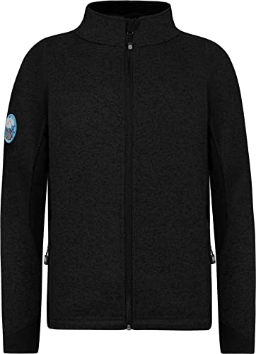 Kinder Strickjacke Fleecejacke Übergangsjacke Unisex Strick-Fleecejacke für Junge und Mädchen - warme Outdoorjacke Langarm Sweatshirt mit Stehkragen - Grammatur 310g/m² Farbe Schwarz Größe 122-128 von normani