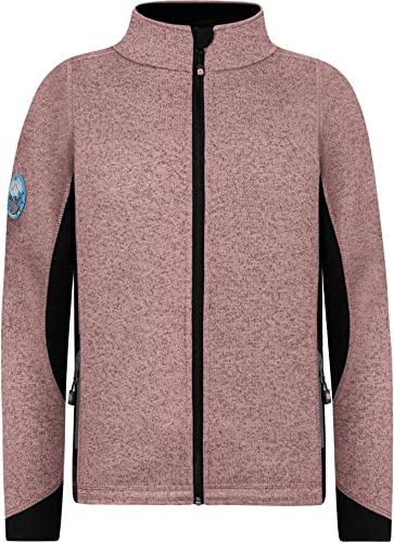 Kinder Strickjacke Fleecejacke Übergangsjacke Unisex Strick-Fleecejacke für Junge und Mädchen - warme Outdoorjacke Langarm Sweatshirt mit Stehkragen - Grammatur 310g/m² Farbe Rosa Größe 122-128 von normani