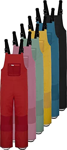 Kinder Winter Latzhose Thermohose - gefütterte Schneehose Skihose - wasserdichte Winterhose mit Hosenträgern und Schneegamaschen - Wassersäule: 12000 mm für Junge und Mädchen Farbe Gelb Größe 134-140 von normani