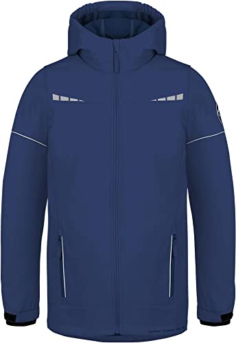 Kinder Winterjacke Wasserdichte Softshelljacke Skijacke Übergangsjacke Outdoorjacke mit Kapuze für Junge und Mädchen - Wassersäule: 11.000 mm Farbe Blau Größe 134-140 von normani