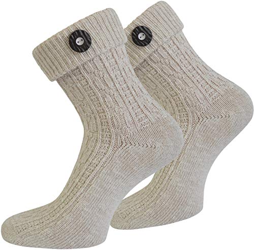 Kurze oder Lange Trachtensocken Trachtenstrümpfe Zopf muster Socken meliert Farbe Naturmelange mit Trachten-Knopf Größe 43/46 von normani