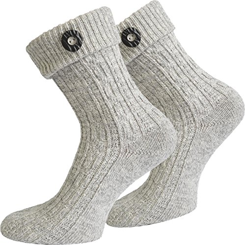 Socken kurz oder Lang für Trachten Lederhose Farben frei wählbar Farbe Silbermelange mit Trachten-Knopf Größe 43/46 von normani