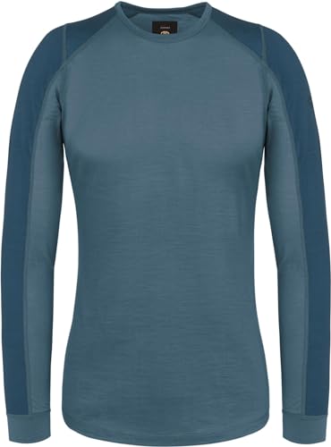 Ultraleichter Damen Merino Pullover Merino Shirt Sommer Outdoor Langarm Shirt Rundhals - 100% RWS Merinowolle Farbe Blau Größe M von normani