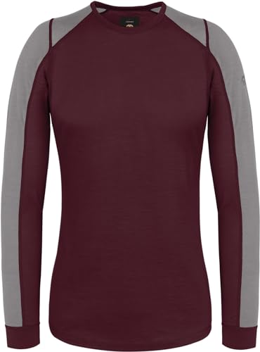 Ultraleichter Damen Merino Pullover Merino Shirt Sommer Outdoor Langarm Shirt Rundhals - 100% RWS Merinowolle Farbe Bordeaux Größe XS von normani