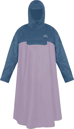 Unisex Regenponcho EXTRA Lang mit Ärmeln und Brusttasche für Damen und Herren - Brusttasche und 3M™ Scotchlite™ Reflektor - 100% Winddicht - 100% Wasserdicht Farbe Dunkelblau/Violett Größe S/M von normani