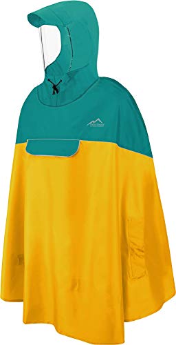 Wasserdicher Fahrrad-Regenponcho Regencape für Damen und Herren - Kapuze mit Sichtfenster - Wassersäule: 12.000 mm - 3M™ Scotchlite™ Reflektor und YKK-Reißverschluss Farbe Gelb/Petrol Größe XXL-3XL von normani