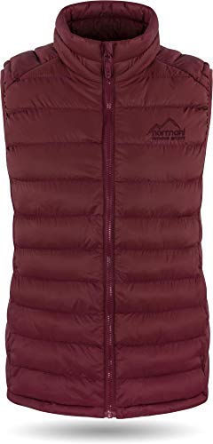 Wattierte Steppweste für Damen Winterweste Bodywarmer Sportweste mit Stehkragen und Seitentaschen - WINDDICHTE Outdoor-Weste Ärmellose Übergangsweste Farbe Bordeaux Größe XL von normani