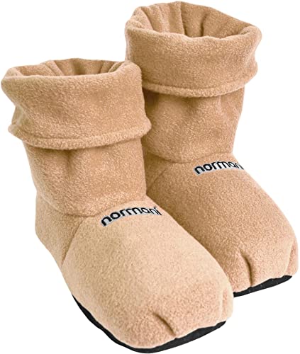 normani® Körnerpantoffeln - Hausschuhe für die Mikrowelle - Hausstiefel mit Leinsamenfüllung - extra hoher Schaft Farbe Apricot Größe L=41/45 von normani