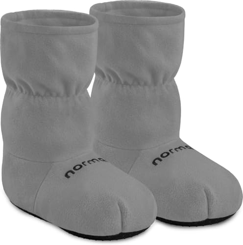 normani® Körnerpantoffeln - Hausschuhe für die Mikrowelle - Hausstiefel mit Leinsamenfüllung - extra hoher Schaft Farbe Grau Größe L=41/45 von normani