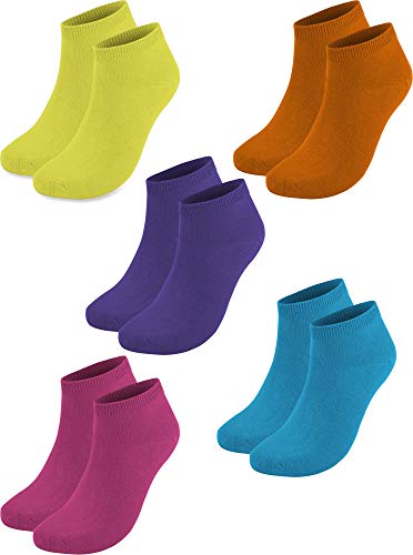 normani 10 Paar Baumwolle Sommer Sneaker Socken für Damen und Herren in verschiedenen Farben zur Auswahl Farbe Pink/Lila/Orange/Gelb/Türkis Größe 37-42 von normani
