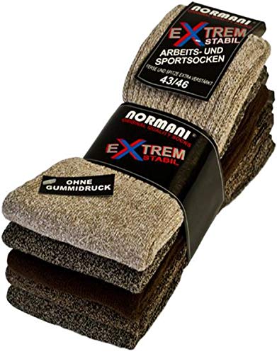 normani 10 Paar EXTREM Stabile Arbeitssocken - Ferse und Spitze EXTRA verstärkt - Sportsocken ohne gummidruck ! Farbe Braun-gemischt Größe 43-46 von normani