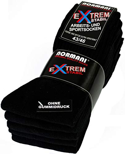 normani 10 Paar EXTREM Stabile Arbeitssocken - Ferse und Spitze EXTRA verstärkt - Sportsocken ohne gummidruck ! Farbe Schwarz Größe 47-50 von normani