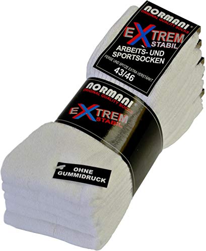 normani 10 Paar EXTREM Stabile Arbeitssocken - Ferse und Spitze EXTRA verstärkt - Sportsocken ohne gummidruck ! Farbe Weiß Größe 43-46 von normani