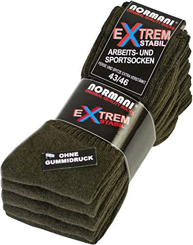 normani 10 Paar EXTREM stabile Arbeits- Sportsocken – Ohne Gummidruck – Hoher Baumwollanteil – Für Herren & Damen – auch in Übergröße Farbe Oliv Größe 47-50 von normani