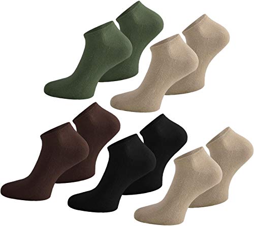 normani 10 Paar Modische Sneaker Socken/Sneakers Baumwolle mit Elasthan - handgekettelt Farbe Schwarz/Braun/Beige/Oliv/Beige Größe 48-50 von normani