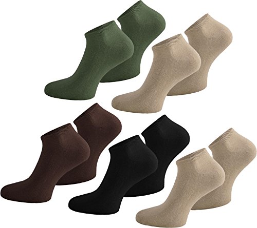 normani 10 Paar Sneakers Socken für Sie und Ihn - Laufsocken Sportsocken in Unisex Farbe Schwarz/Braun/Beige/Oliv/Beige Größe 48/50 von normani
