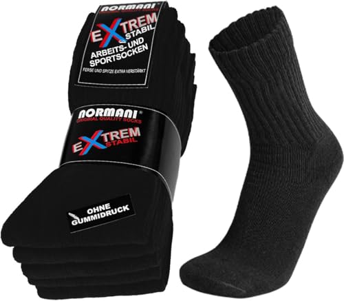 normani 10 Paar TOP Stabile Herren Arbeitssocken mit 92% Baumwolle Fersen und Spitzen verstärkt Farbe Schwarz Größe 39/42 von normani