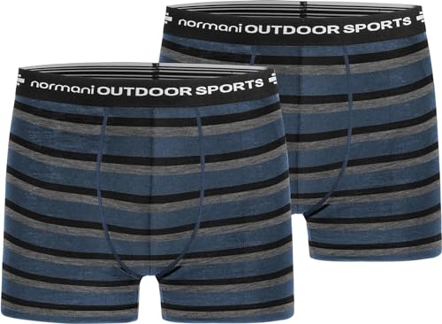 normani 1er Pack 2er Pack 3er Pack Herren Merinounterhose mit MULTIRABATT Merino-Boxershorts Funktionsunterhose - 100% MERINOWOOL Farbe 2er Pack Navy/Schwarz/Grau Größe XL von normani