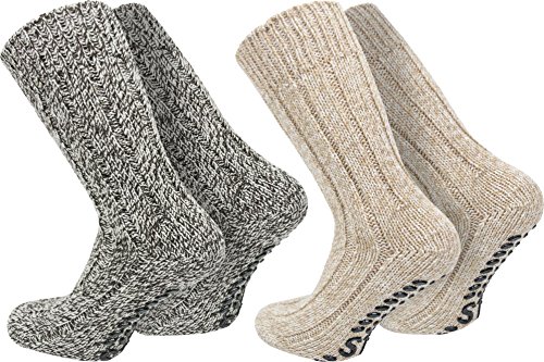 normani 2 Paar Antirutsch-Norweger-Socken mit ABS-Sohle Farbe Mehrfarbig Größe 47-50 von normani