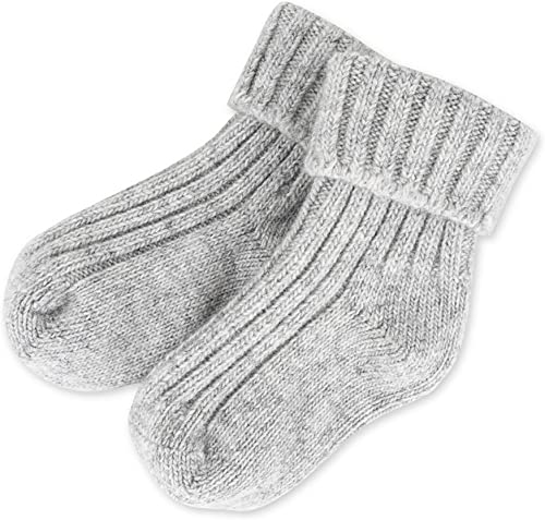 normani 2 Paar Baby G.O.T.S Bio Schafwollsocken – Nachhaltige, Atmungsaktive und Robuste Wollsocken – Fair Produziert aus Schurwolle und Baumwolle Farbe Grau Größe 15-16 von normani