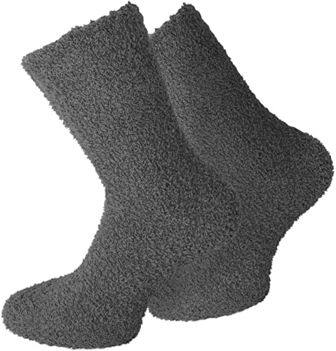 normani 2 Paar Damen Kuschel Flauschsocken aus weichem und wärmendem Material Farbe Anthrazit Größe 47-50 von normani