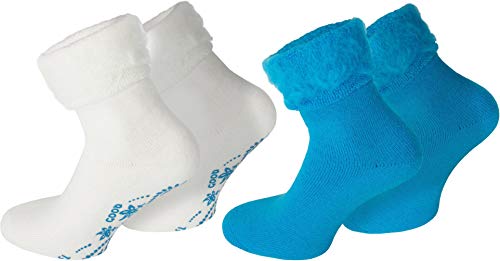 normani 2 Paar Kuschelsocken/Bettsocken/Socken Stripe Geringelt mit Elasthan Farbe Dream/Creme/Türkis Größe 39-42 von normani